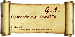 Gyurcsányi Apród névjegykártya