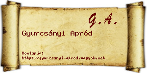 Gyurcsányi Apród névjegykártya